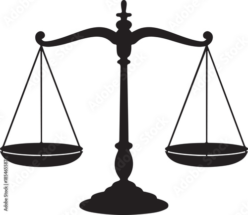 Justice scales silhouette - balanced, isolated