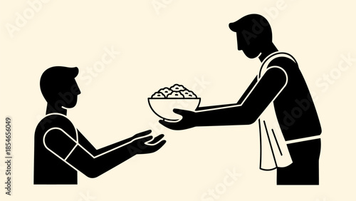 Charity and Food Donation Minimalist Flat Vector Silhouette Illustration EPS10 Stock.eps