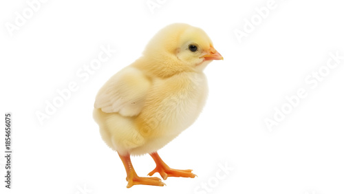 Adorable yellow chick PNG isolated on transparent background, cute baby chicken for Easter and spring designs, domestic fowl