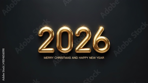Elegant Gold 2026 New Year Greeting Card Design on Dark Background Perfect for Holiday Season Celebrations and Festive Invitations