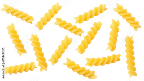 Photos Fusilli pasta isolated PNG on transparent background, uncooked Italian spiral ma