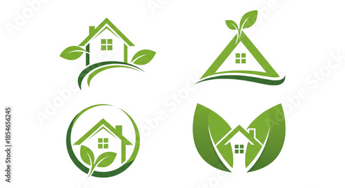 Eco-Friendly Home Logos for Green Real Estate, Sustainable Living, and Organic Businesses