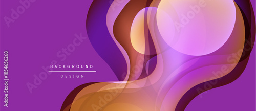 Abstract purple background features flowing shapes, gradients. Dynamic design evokes movement, modern aesthetic. Soft colors blend seamlessly.