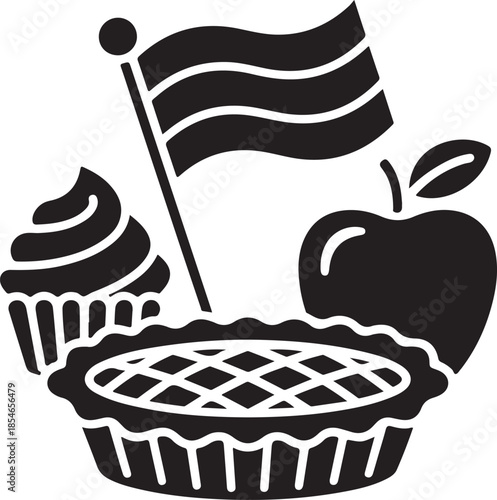 National Meat Pie Day Silhouette Vector Illustration, Solid White Background