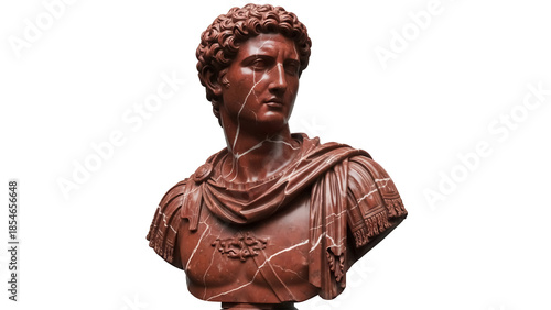 Φωτογραφία Red marble bust of Roman emperor isolated PNG on transparent background, ancient