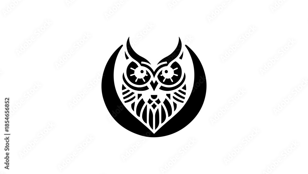 Obraz premium LOGO FOR 圣诞节 and owl icon IN BLACK AND WHITE VECTOR, Rune, symbol, satanism, occult, esoteric, artwork icon, icon, sign, illustration, fire, flame, vector, logo, tattoo, design, campfire, bonfire