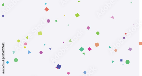 Colorful geometric shapes confetti abstract minimalist pattern for celebration and design scattered on a light background