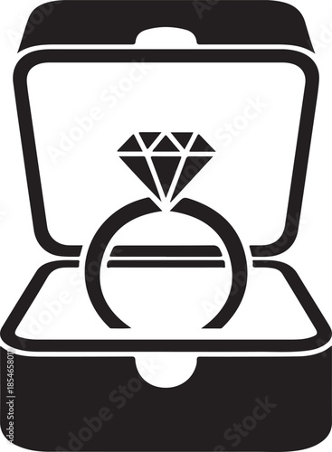 Wedding ring illustration and elegant diamond stone wedding flowers silhouette sketch