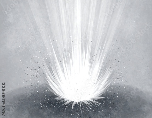 A radiant, ethereal explosion erupts from a dark crater