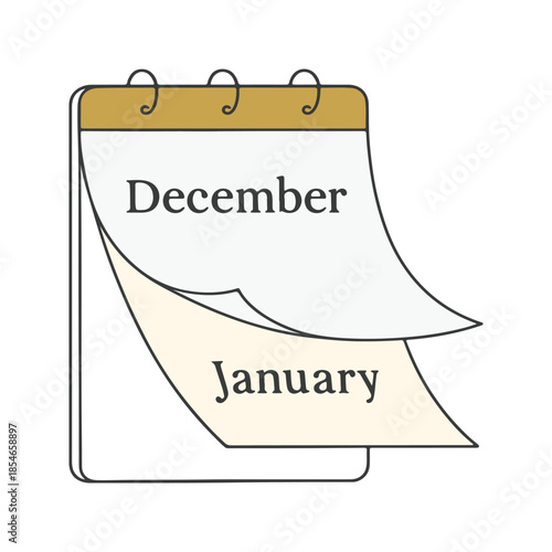 New Year Calendar Flip from December to January Vector