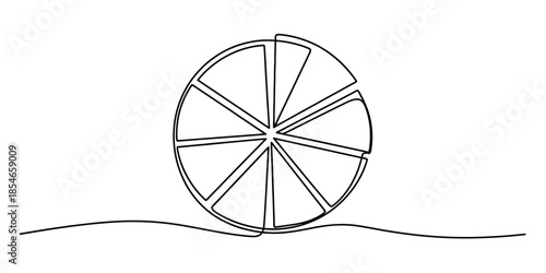 Abstract continuous line drawing of a sliced citrus fruit Vector, illustration