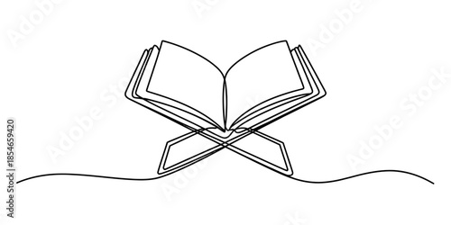 Open book on a stand, a minimalist single line drawing Vector, illustration