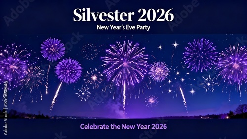 Happy New Year fireworks celebration vector illustration featuring festive holiday fire design with stars and lights on a black night background for a 2014 party event card