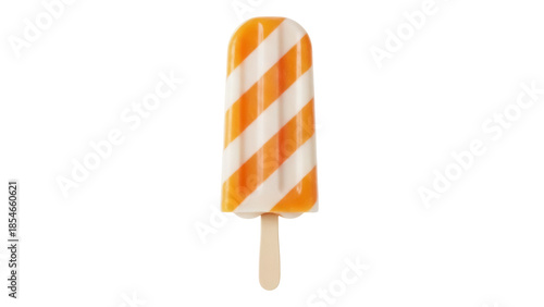 Photos Orange and white striped popsicle isolated PNG on transparent background, summer