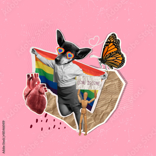 Pride love celebration with colorful symbols and joyful identities. Vector illustration