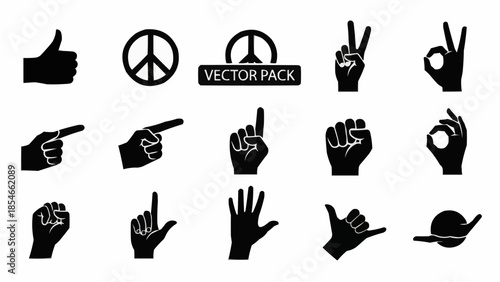 Collection of Hand Gestures and Symbols Vector Pack.