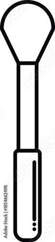 A minimalist line art icon of a makeup brush or applicator, featuring a sleek handle and a rounded brush head, designed in a clean, professional vector style on a white background.