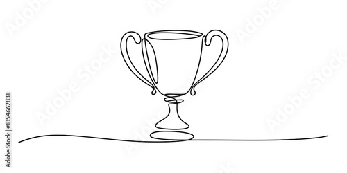 Continuous line drawing of a trophy cup representing victory and success Vector, illustration
