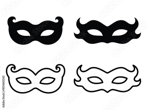 Masquerade Mask Vector Set – Carnival Costume Silhouette Illustration