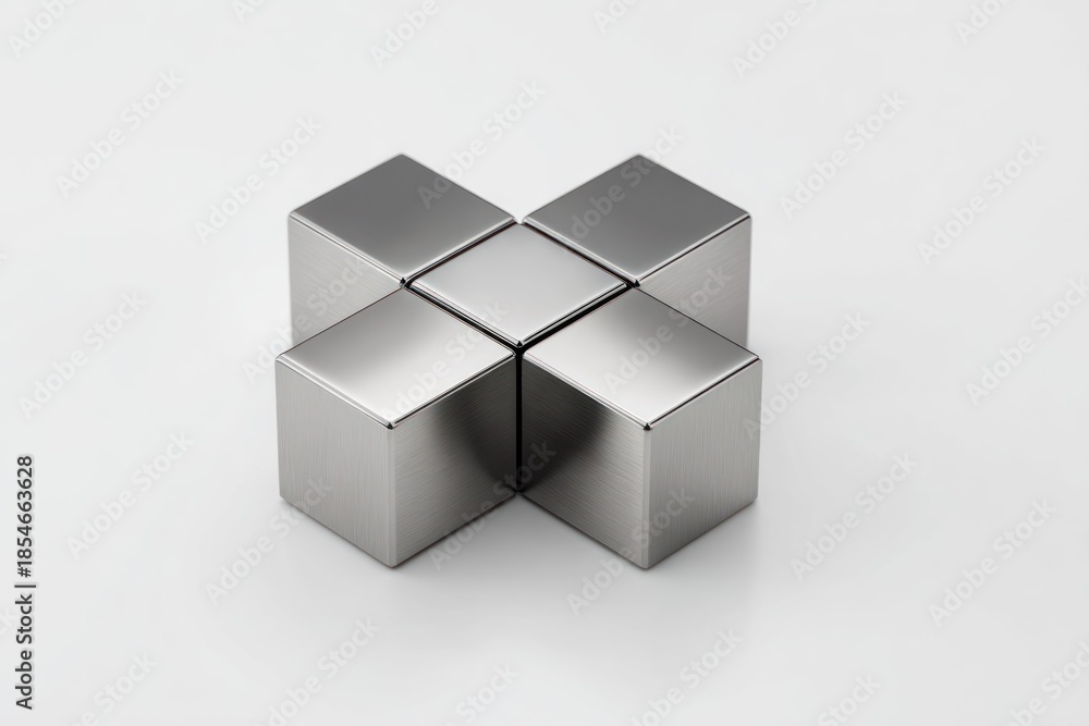 Fototapeta premium Metallic cube arrangement abstract composition on white background