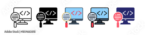 Code Review Multiple Style Icon Set Collection. 
