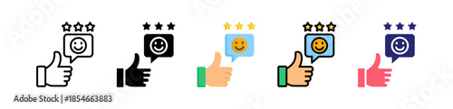 Positive Review Multiple Style Icon Set Collection. 