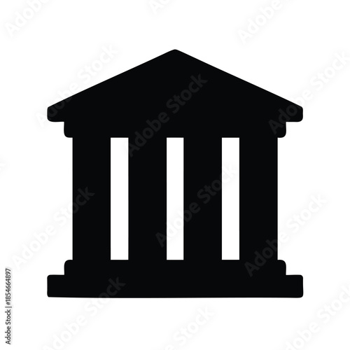 Black vector bank or courthouse building symbol on a white background