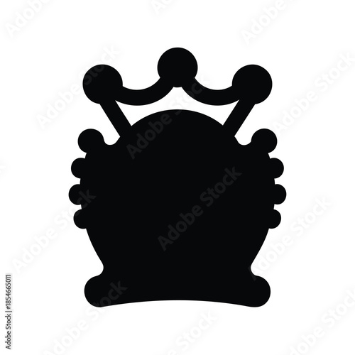 Silhouette of ornate crown with spheres on a white isolated background