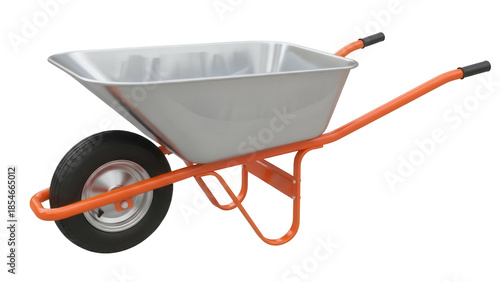 Canvas Print Metal wheelbarrow PNG isolated on transparent background, construction equipment
