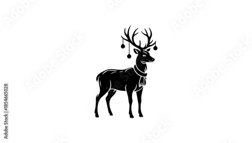 DESIGN Christmas with deer Holiday collection. Vector flat illustration isolated on WHITE ONLY SINGLE deer
ONLY BLACK AND WHITE