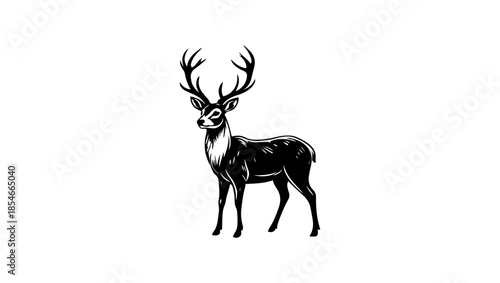 DESIGN Christmas with deer Holiday collection. Vector flat illustration isolated on WHITE ONLY SINGLE deer
ONLY BLACK AND WHITE, deer, animal, reindeer, silhouette, antler, vector, mammal, isolated, n