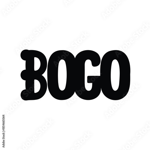 Black Bold BOGO Text on a White Background for a Sale Offer