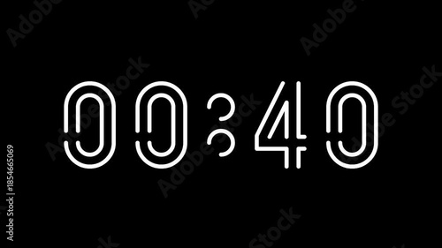 45 second digital countdown timer with thin outline typography on a black background. Clean and modern design suitable for time management, productivity, deadlines, presentations