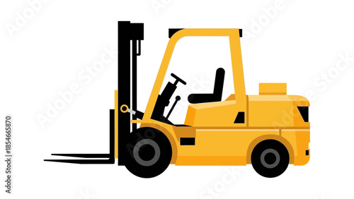 Industrial Forklift in Yellow Vector Illustration of a Heavy-Duty Equipment for Warehouse Operations