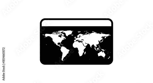 Global Finance: A World Map on Credit Card Illustrating International Transactions and Payments