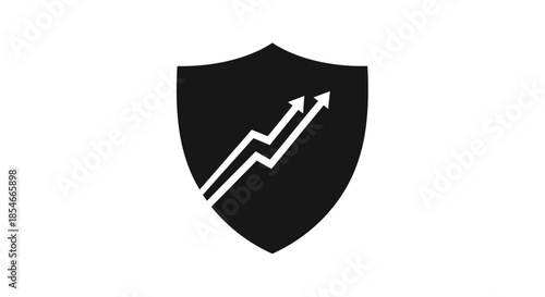 Shield icon representing growth and protection in business and financial sectors with arrows