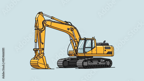Excavator Illustration A Detailed Vector Design of a Construction Machine on a Light Background