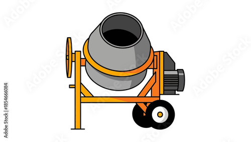 Illustration of a cement mixer machine in a vector style, perfect for construction themes