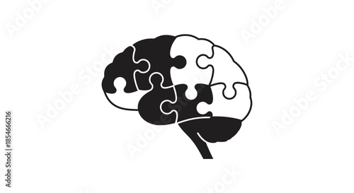 Black and white brain illustration made of puzzle pieces representing memory capacity