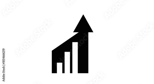 Stylized black and white graph illustrating business growth and success towards future goals