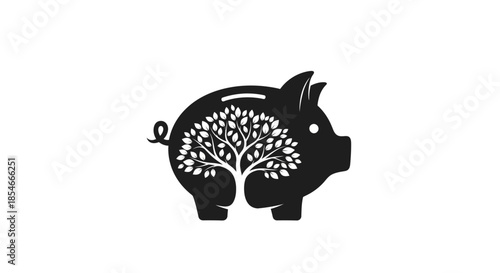 Sustainable Savings: A Piggy Bank with a Tree Symbolizing Financial Growth and Stability