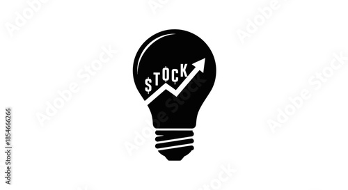 A creative financial idea represented by light bulb with stock market analysis