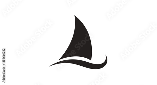 Elegant minimalist sailboat icon design featuring a stylized sail and wave pattern element