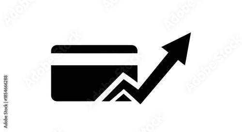 Credit card spending increasing concept with arrow going up for business and finance
