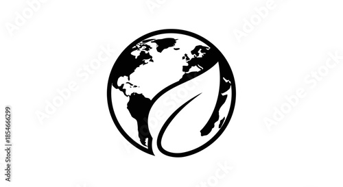 Conceptual Illustration of Globe and Leaf Symbolizing Environmental Conservation and Global