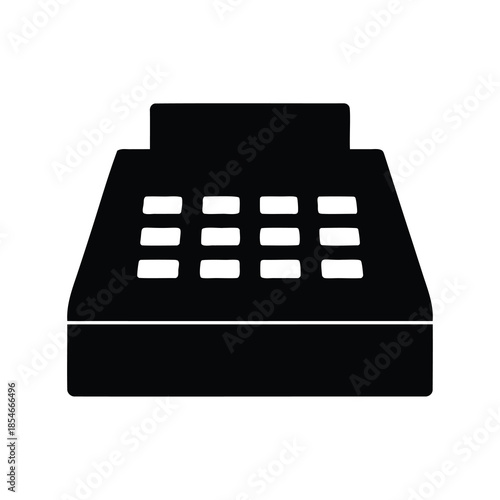 Black silhouette of an old style cash register with square keys