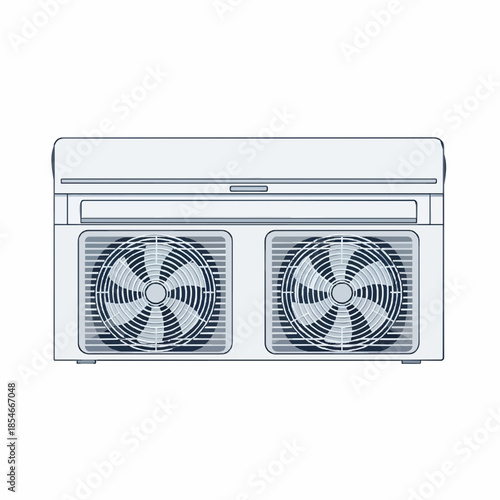 Outdoor Air Conditioner Condenser Unit Vector Illustration