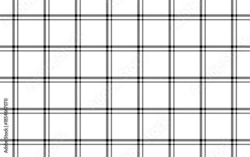 Seamless windowpane pattern in black and white. Checkered repeating background for fabric texture design