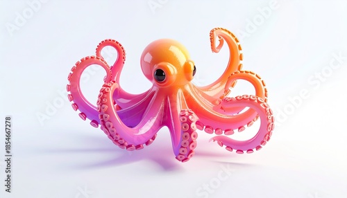 Vibrant, stylized octopus rendered in glossy, gradient colors against white