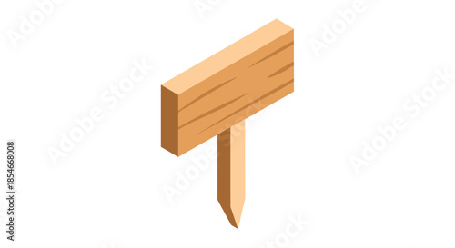 Wooden seed label stick isolated on white background, featuring a simple rectangular design with a pointed end for easy insertion into soil